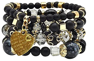 Blk/Cream Fashion Charm Bracelets